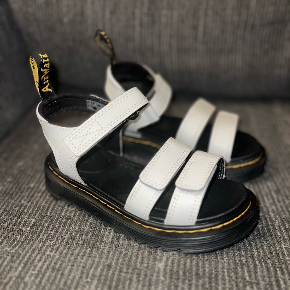 Girls Dr. Martens White and Black Chunky Sole Sandals